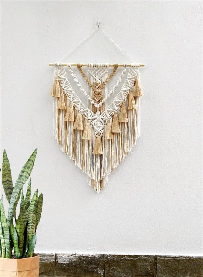 BMIDRUT Hanging Macrame Tapestry Woven Boho Wall Art Handmade Macrame Tapestry Home Wall Decor Wall Pediment 18x30 Inch (Brown) - Image 2